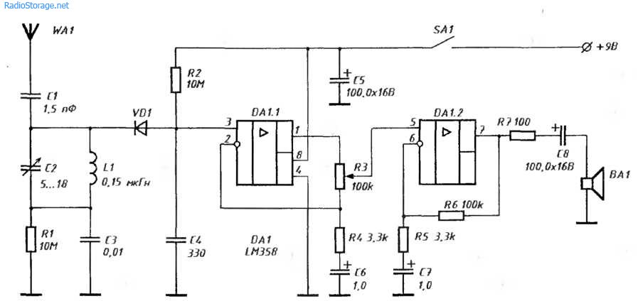 УКВ приемник прямого усиления на микросхеме LM358