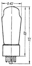 Основные размеры лампы 5Ц4С