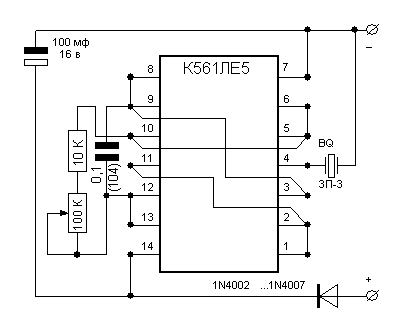 Схема генератора звуковых сигналов