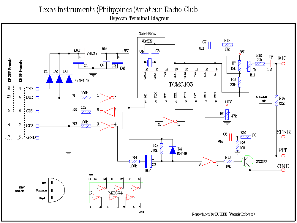 Схема Baycom-модема на микросхеме TCM 3105 
