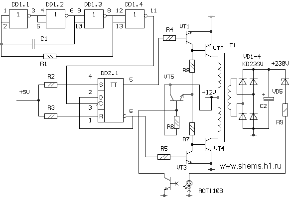  Преобразователь напряжения 5 / 230 В 