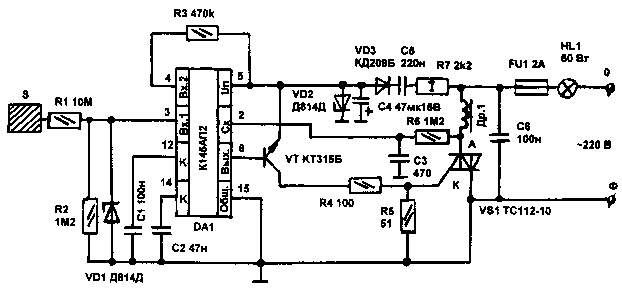 Сенсорный регулятор мощности на микросхеме К145АП2 