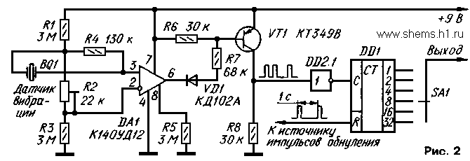  Схема датчика вибрации 