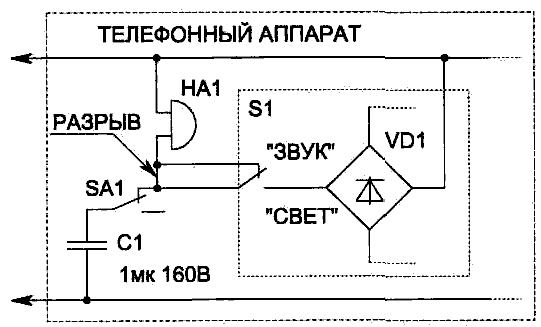  Световой индикатор телефонного вызова 
