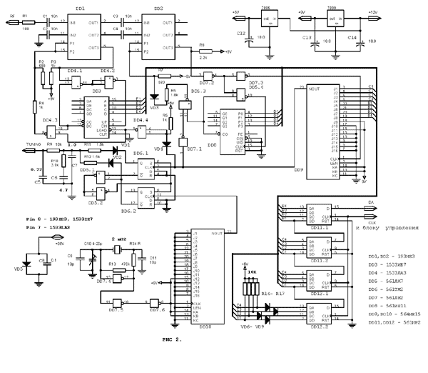 Рис.2 Принципиальная схема синтезатора (щелкните мышью для получения большого изображения) 